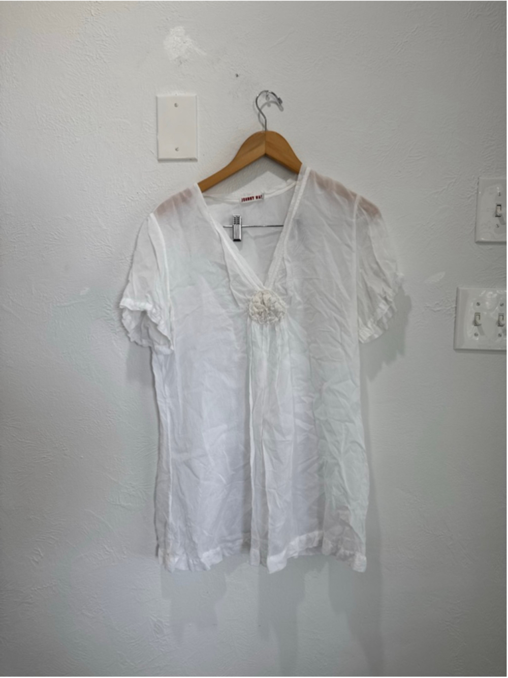 Women's Johnny Was White Short Sleeve Blouse
